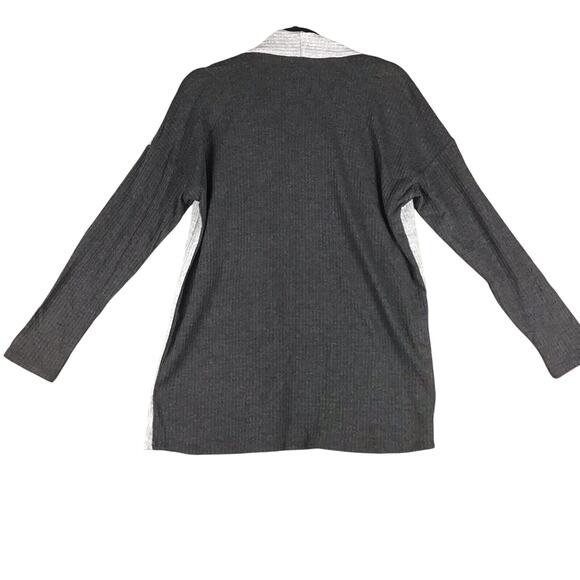 Bobeau Women’s M Gray Colorblock Waffle Knit Open Front Cardigan Sweater - Picture 12 of 13